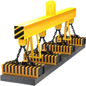 Elettromagneti per blocchi di acciaio, rotaie, semilavorati forgiati